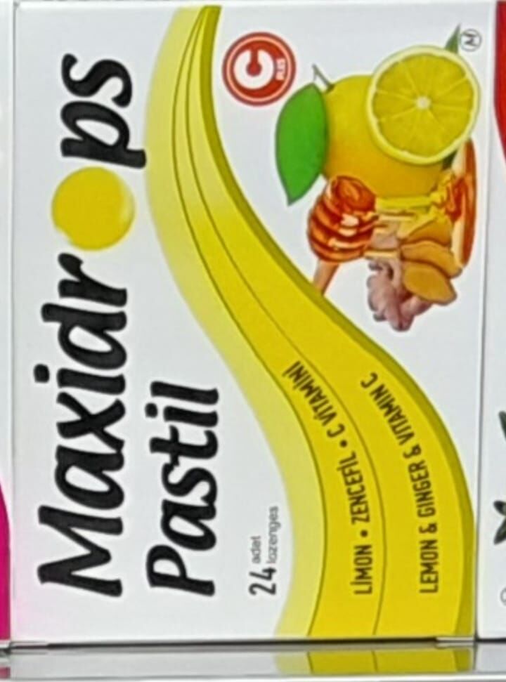 MAXİDROPS LİMON - ZENCEFİL - C VİTAMİNİ İÇEREN 24 Pastil TTAKVİYE EDİCİ GIDA 62 gr (24 Adet )