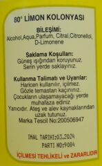 MUSTAFA AKCA  COSMETIC 80 DERECE LİMON KOLONYASI