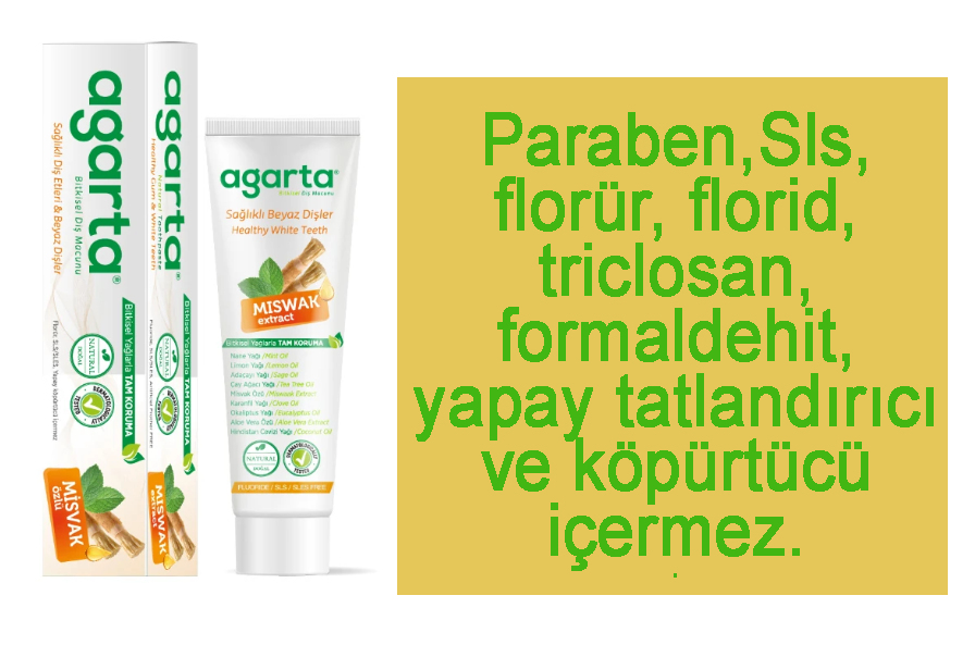 Agarta Doğal Misvak Özlü Florürsüz Beyazlatıcı Diş Macunu 100 ml/130gr