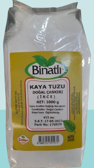 Binatlı Öğütülmüş Doğal Çankırı Kaya tuzu 1000 gr