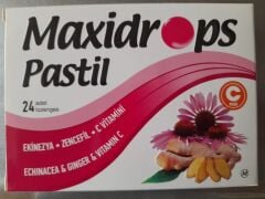 MAXIDROPS Ekinazya, Zencefil, ve C Vitamini İçeren Pastil Takviye Edici Gıda    62 gr (24 Adet lazenges)