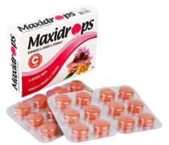 MAXIDROPS Ekinazya, Zencefil, ve C Vitamini İçeren Pastil Takviye Edici Gıda    62 gr (24 Adet lazenges)