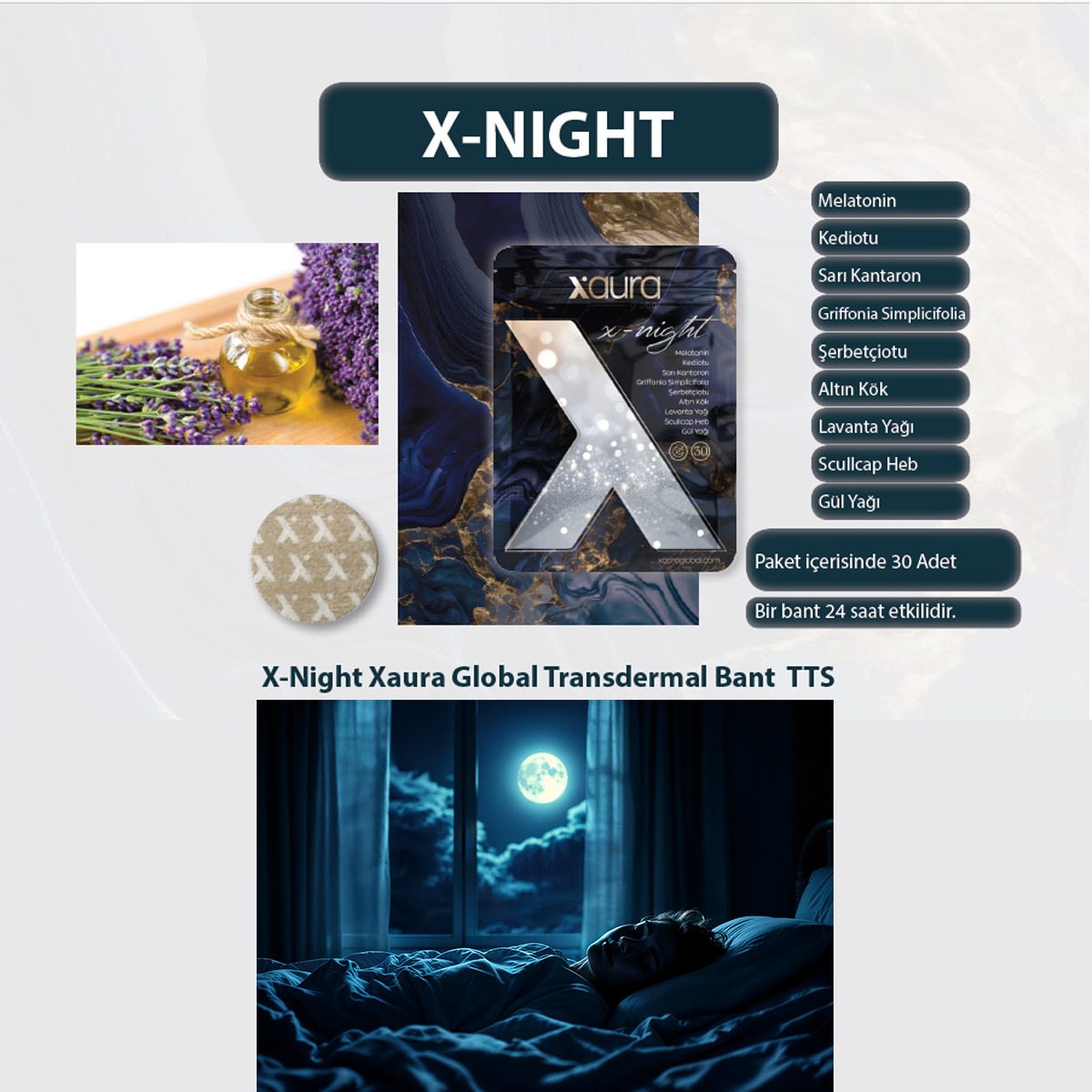 X-Night Xaura Global Transdermal Bant TTS ( 30 Adet )