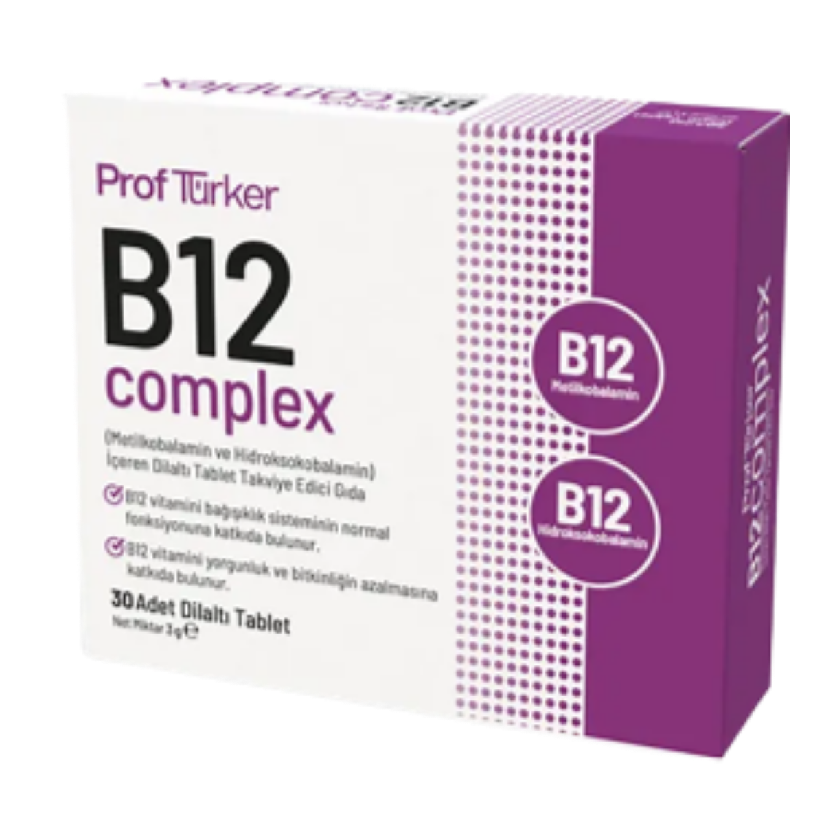 Sayvera Prof Türker B12 Complex Dilaltı Tablet - B12 Takviye Edici Gıda